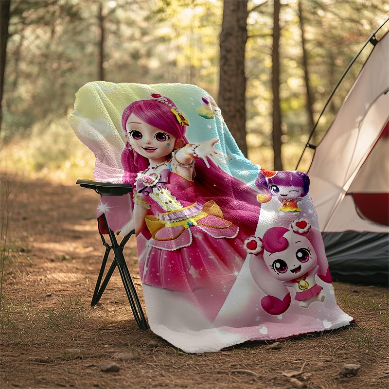 1pc Catch Teenieping Magic Sweethear4 Theme Blanket - Digital Print, Polyester, Cozy for All Seasons, Perfect for Outdoor, and Travel