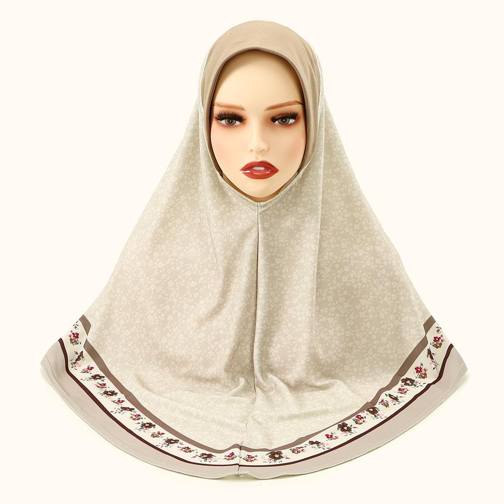 Modischer Chiffon Sofort-Hijab Vollabdeckung Kopf Damen Weicher Chiffon Amira Schal Islamische Frau Ramadan Kopftuch Bedruckter Turban