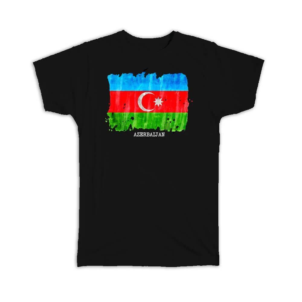 Gift T-Shirt : Azerbaijan Flag Europe Travel Expat Country Watercolor 2XL