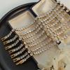 Full Crystal Tennis Chain White Cubic Zircon Titanium Stainless Steel 18K Gold Bracelet Necklace Jewelry Set for Girls Wedding