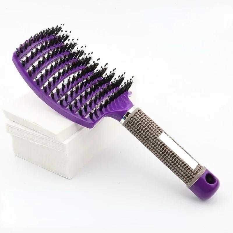 

1Pcsdetangle Hairbrush Жіноча щітка для волосся Масажна гребінець Anti Klit Brushy Haarborstel Scalp Curly Combing Brushes Перукарські інструменти фіолетовий