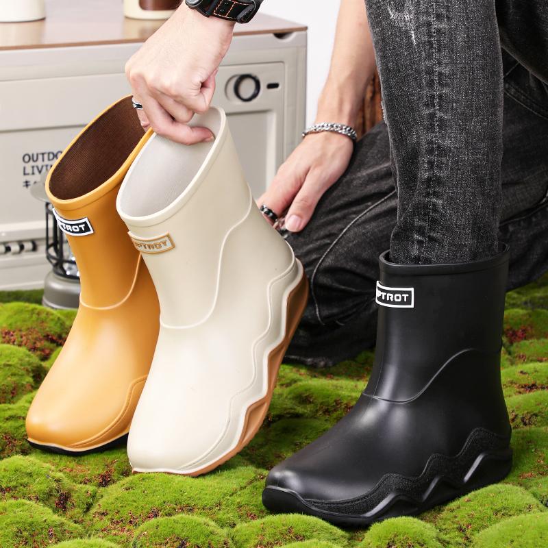 Pánské Dospělé PVC Nepromokavé Boty Lehké Trendové Módní Jednoduchá Atmosféra Teplé Protiskluzové Dešťové Sněhové Boty Špička Zahradničení Zima