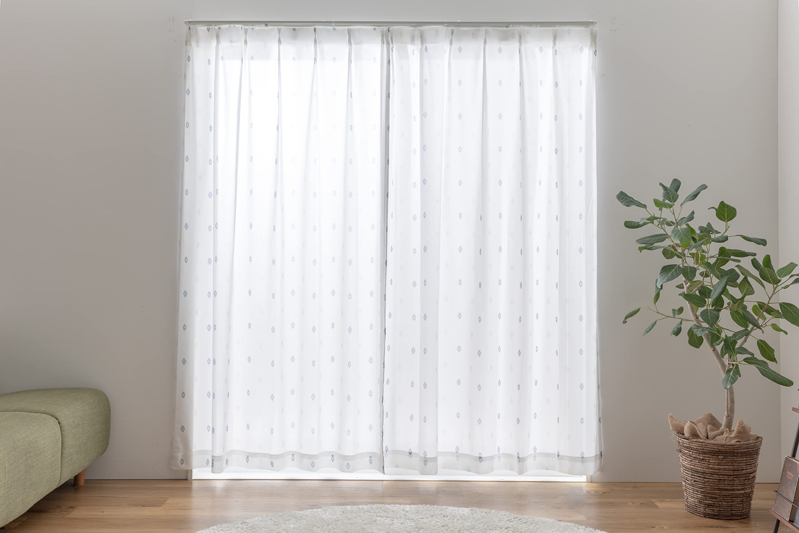 

Univer Lace UV Protection 100cm Wide x 176cm Set of Lace Fork Curtains, (Over 70%), Mirrored, Energy-Saving, Long, 2, Washable, Navy,