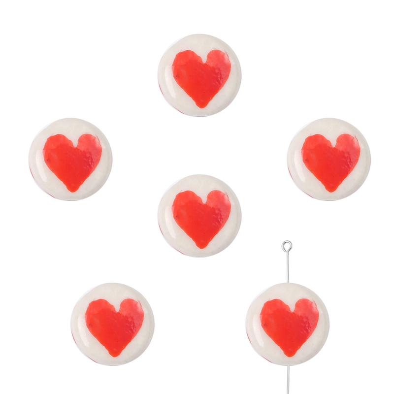 2 buc/pungă Vopsea manuală 15 mm Mărgele de porțelan ceramică cu model de inimă de flori Mărgele distanțiere libere pentru colier, cercei, bijuterii, artizanat