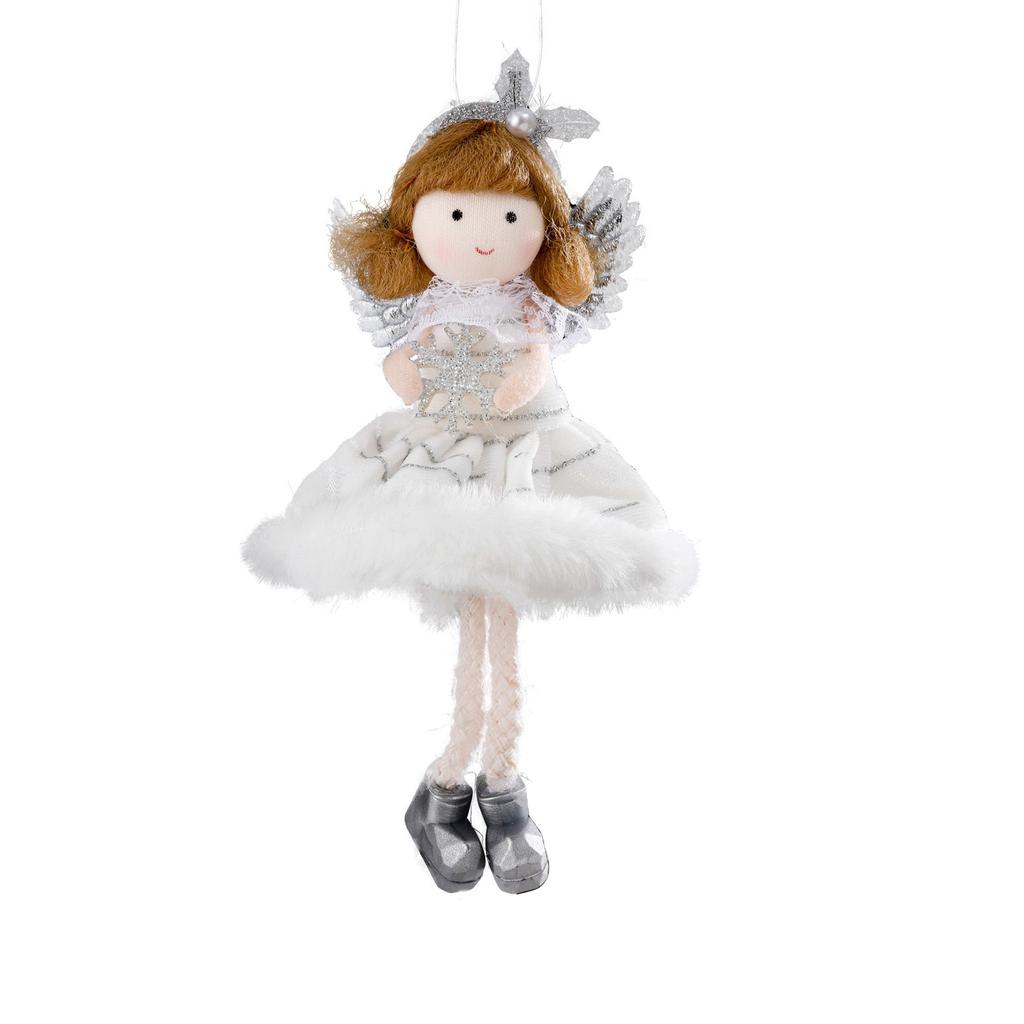 Christmas Plush Angel Girl Dolls Ornaments Xmas Tree Pendant Hanging Decoration For Home New Year Decor Supplies Kids Gifts