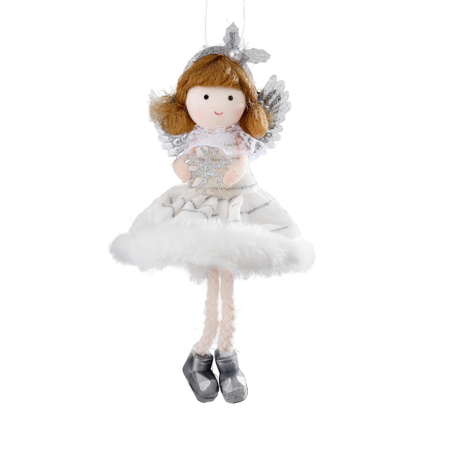 

Рождественские плюшевые куклы-ангела для девочек, украшения, рождественская елка, подвеска, подвесное украшение для дома, новогодний декор, подарки для детей One Size белый