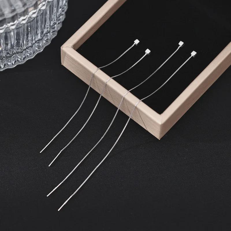 Quastenohrringe aus S925er Sterlingsilber für Damen – elegant, schlank und leicht für runde Gesichter