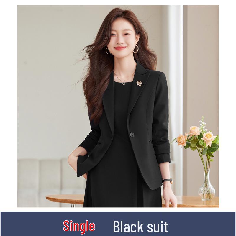 

Women s Blue Temperament Slim Fit Formal Two-Piece Suit (2025 New Style) Single Black Suit