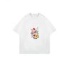 T-Shirt mit Blumendruck Weißes Rosen-Sonnenblumen- und Blätterdesign für Freizeitkleidung