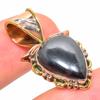 Natural Gunmetal Gemstone Two Tone 925 Solid Sterling Silver Pendant 1.25'' M9Z90