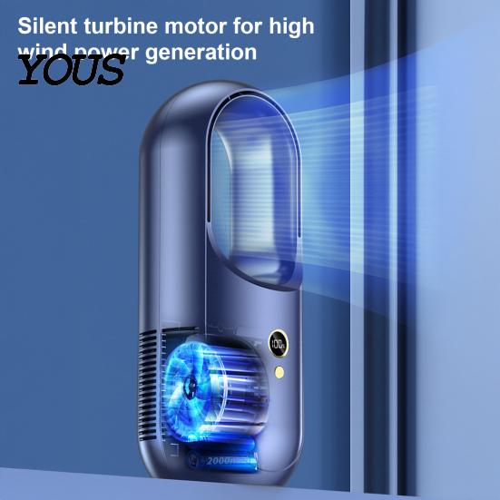 Portable Air Circulator for Office Bladeless Desktop Fan with Purifier, 8-Speed USB Rechargeable Cooler Kids Room 8H Timer, 90 Degree Oscillation