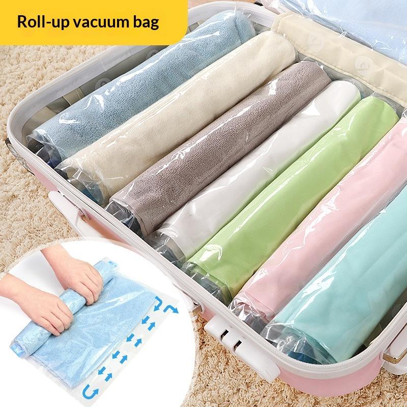 Portable Travel Vacuum Storage Bags Reusable Durable for Suitcase Clothes Tops Pants Space Saver