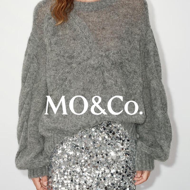 MO&Co. Qin Lan Edition Mohair Wool Cable Knit Bow Sweater