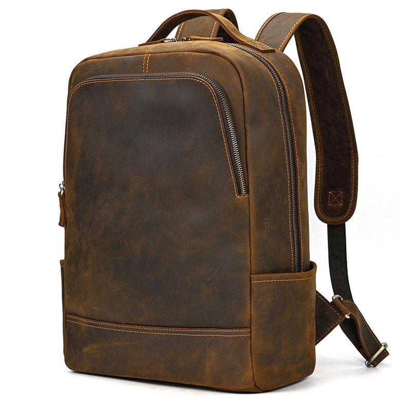 Vintage Crazy Horse Leder Rucksack für Damen und Herren - Echte Leder Reise- und Schultasche