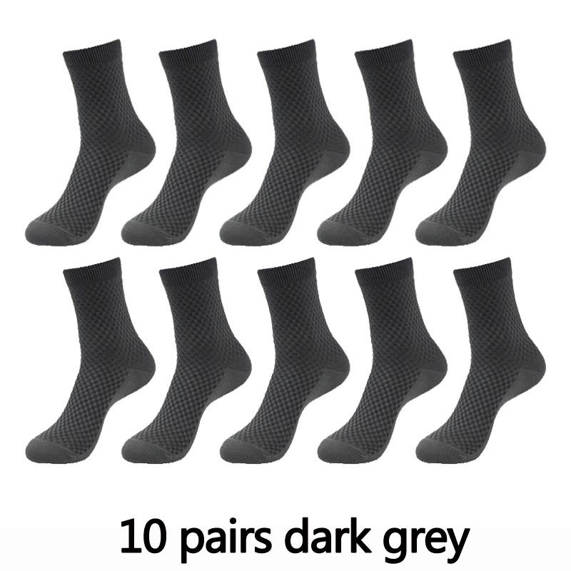 10 Pairs High Quality Bamboo Fiber Men's Socks Business Breathable Deodorant Compression Socks Men Long Big Size EUR 38-46