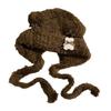 Cute Bear Ear Plush Hat for Women In Autumn and Winter Versatile Warm Pullover Hat Thickened Ear Protection Lei Feng Hat