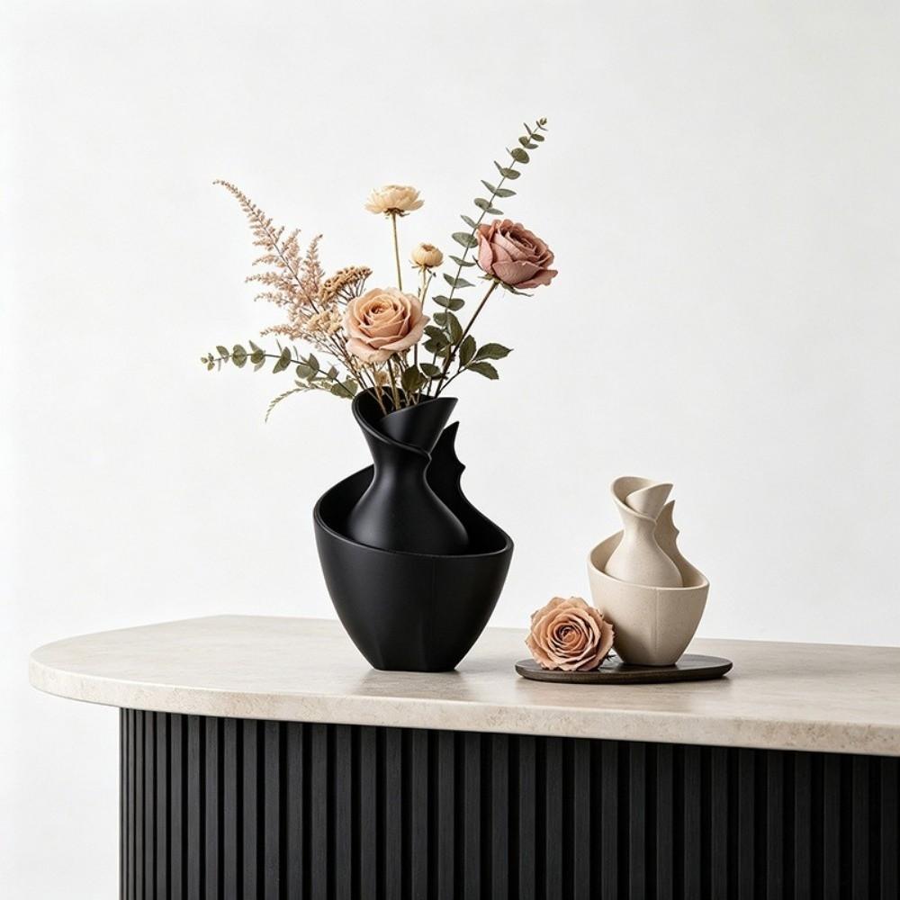 Geometric Shaped Light Luxury Vase Unique Flower Arrangement Ornaments Dining Table