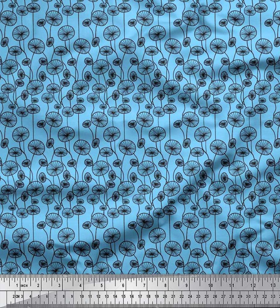 Soimoi Japan Crepe Satin Fabric Artistic Floral Decor Fabric Printed Metre 42 Inch