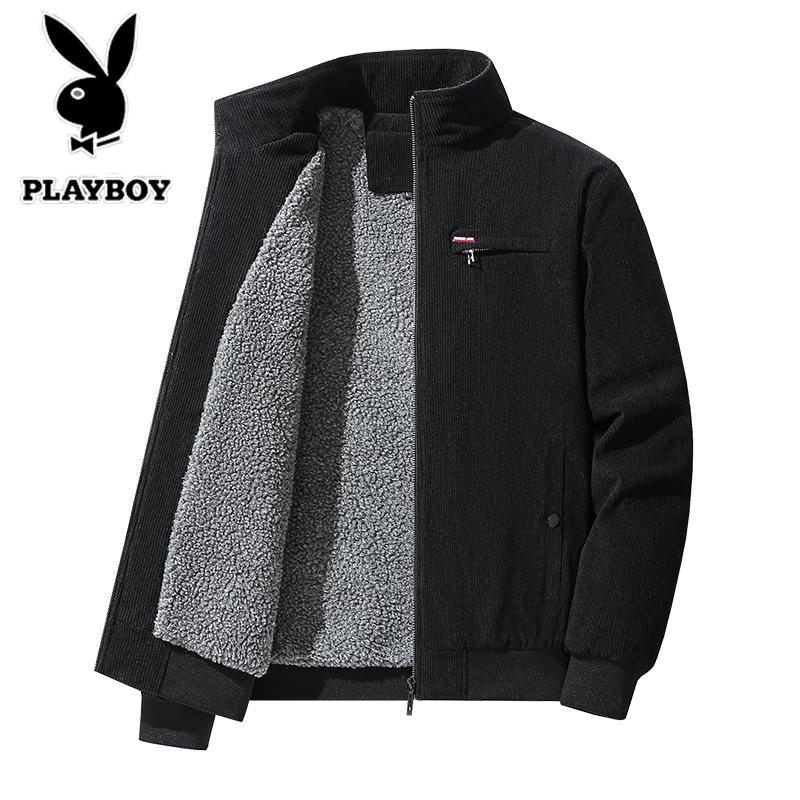 PLAYBOY Men's Fleece-Lined Corduroy Casual Jacket