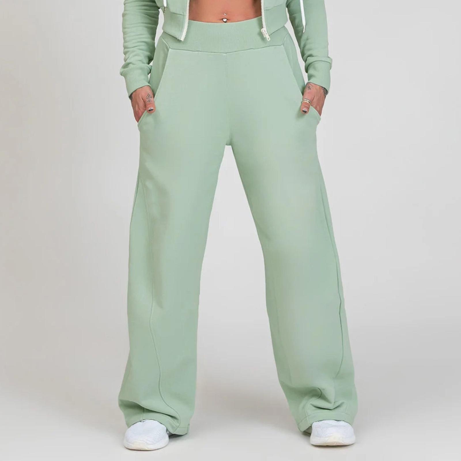 

Women s Fashion Yoga Pants Solid Color High-Waisted With Pockets Casual Trousers XL