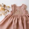 Girls' Summer Pastoral Style Ruffled Sleeve Embroidered Floral Dress