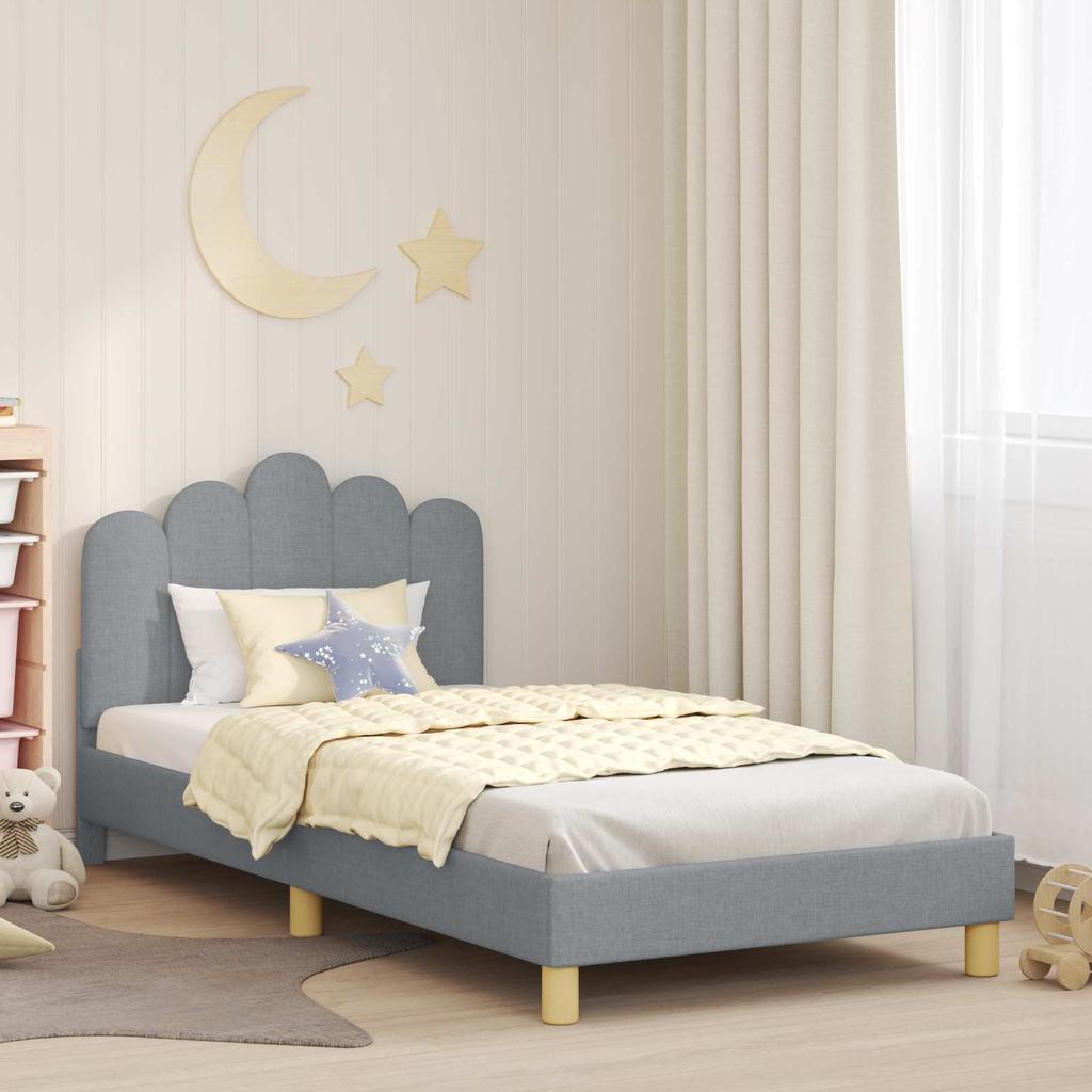Kids Bed Frame with Headboard Light Grey 80 x 200 cm Fabric