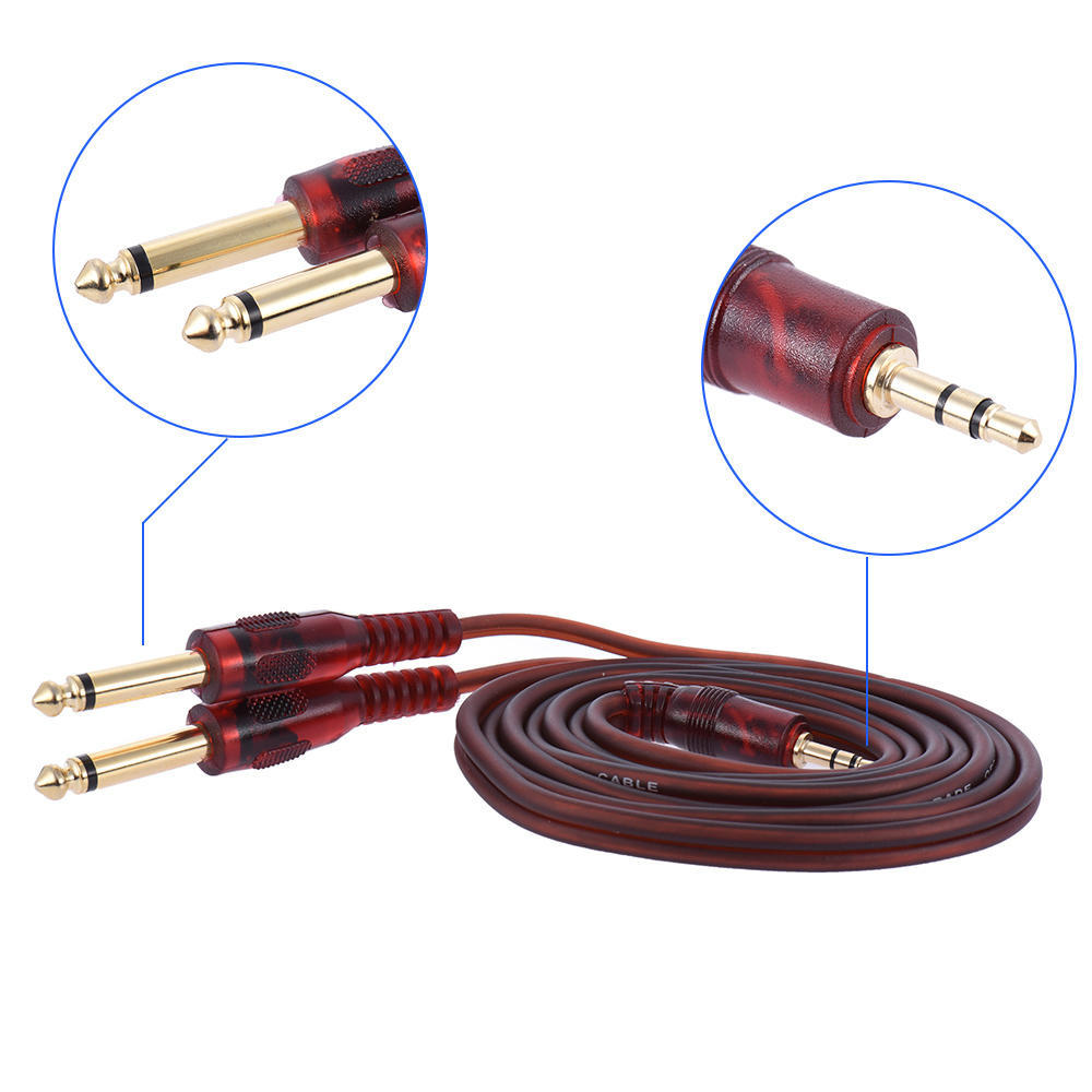 1.5m   5ft Stereo Audio Cable Cord Wire 3.5mm 1 8  Male To Dual 6.35mm 1 4  TS Male Plug for Computer Mixer Mixing