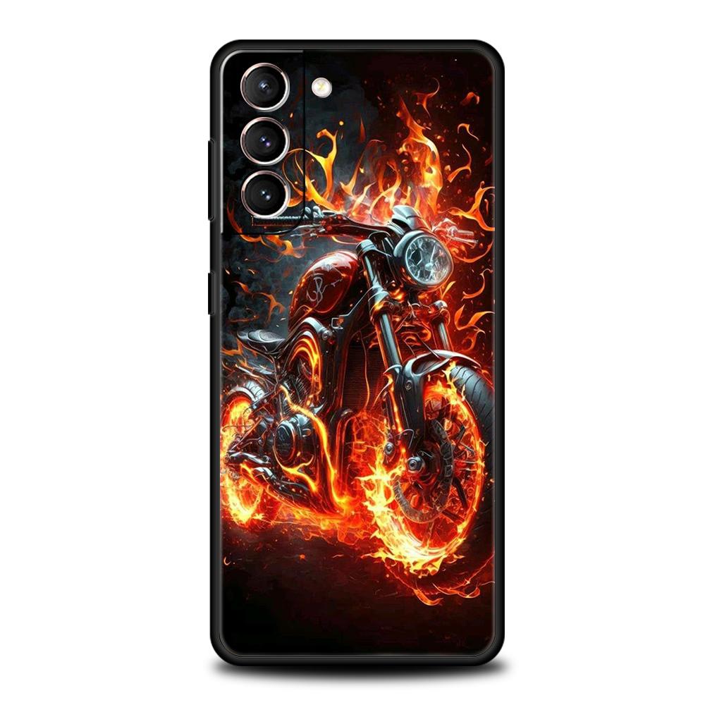 Motorcycle Case for Samsung Galaxy S24 S23 S22 S20 S21 FE Ultra S24 S23 S10 S10E S9 S8 Plus 5G Silicone Phone Cover Capas Fundas