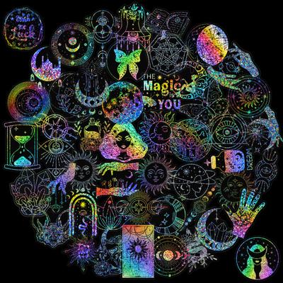 10/50/100PCS Holographic Laser Wizarding World Stickers Holographic Witch Moon Stickers for Watercup Laptop Scrapbook Notebook Diary Stickers