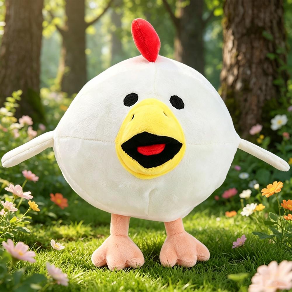 Cute White Chicken Gun Chick Plush Toys Movie Stuffed Animals Cute Soft Stuffed Chook Plush Dolls For Kids Fans Birthday Gifts
