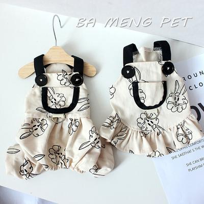 Pet Dog Jumpsuits for Rabbit Print Dog Sling Dress Summer Winter Pet Outfits Puppy Skirt Dog Clothes