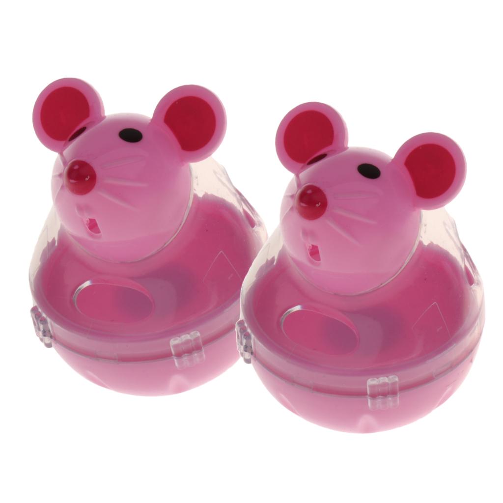 

2 Pcs Mouse Shaped Tease Tumbler Playing Toy Kitty Food Dispenser рожевий