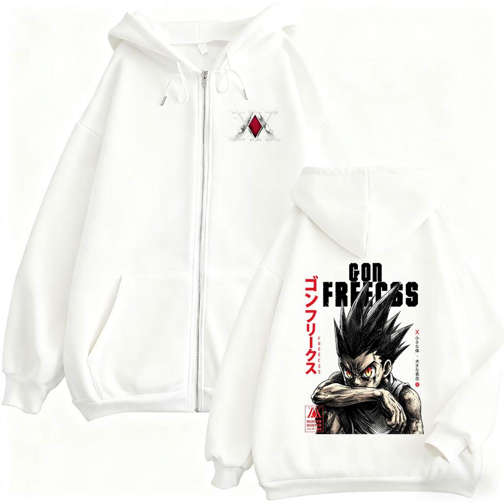 Anime Hunter X Hunter Gon Freecss Grafická mikina s kapucí a zipem Pánská Dámská Kreslená Manga Bunda na zip Pánská Móda Oversized Streetwear