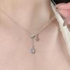 Summer 2024 Blue Zircon Water Drop Y-Shaped Adjustable Necklace for Women