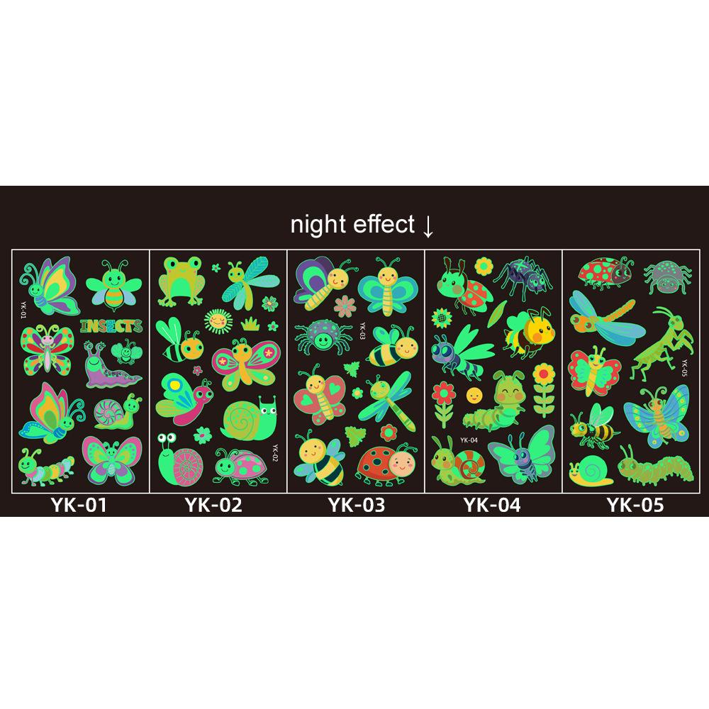 5 Sheets/Set Children Luminous Tattoo Stickers Face Arm Leg Waterproof Temporary Tattoos for Kids Toys Gift