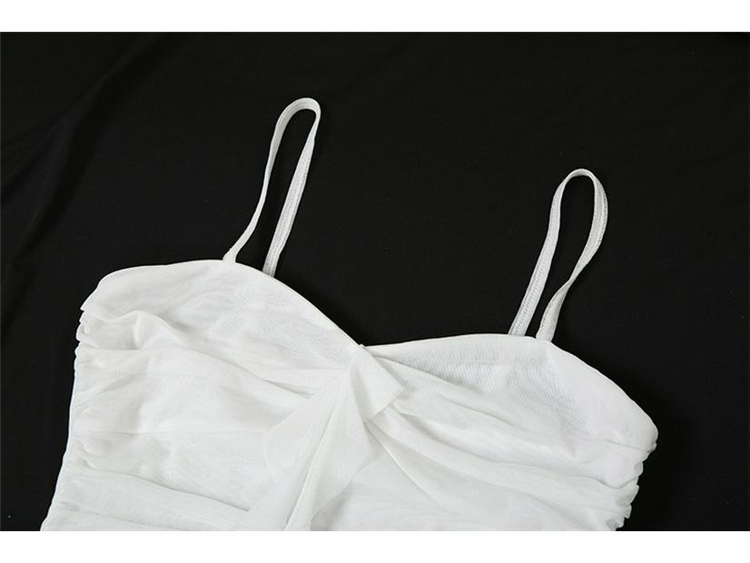 European-American Style 2024 Summer Solid Color Slim High-Waist One-Shoulder Spaghetti Strap Dress