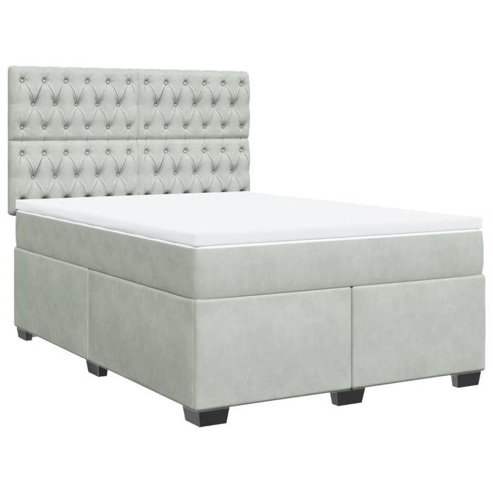 VidaXL Sommier à lattes de lit et matelas Gris clair 160x200cm Velours, lit, lit à plate-forme, lit à panneaux, meuble de 3293260
