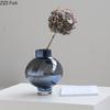 Colorful Round Glass Vase Plant Pots Table Decoration Creative Flowers Arrangement Hydroponics Floral Vases Room Aesthetic Decor