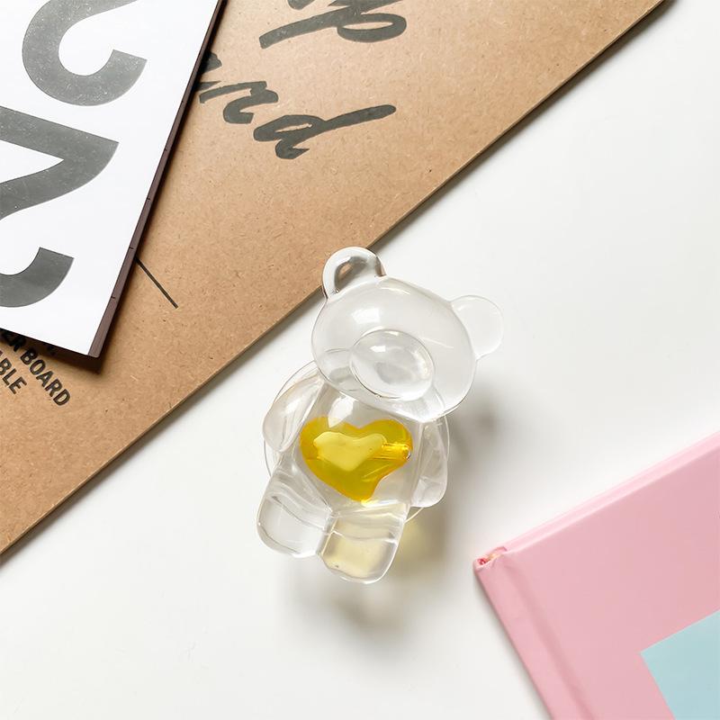 Creative Mobile Phone Airbag Bracket Transparent Love Bear Solid Color Simple Paste Retractable Airbag Mobile Phone Ring