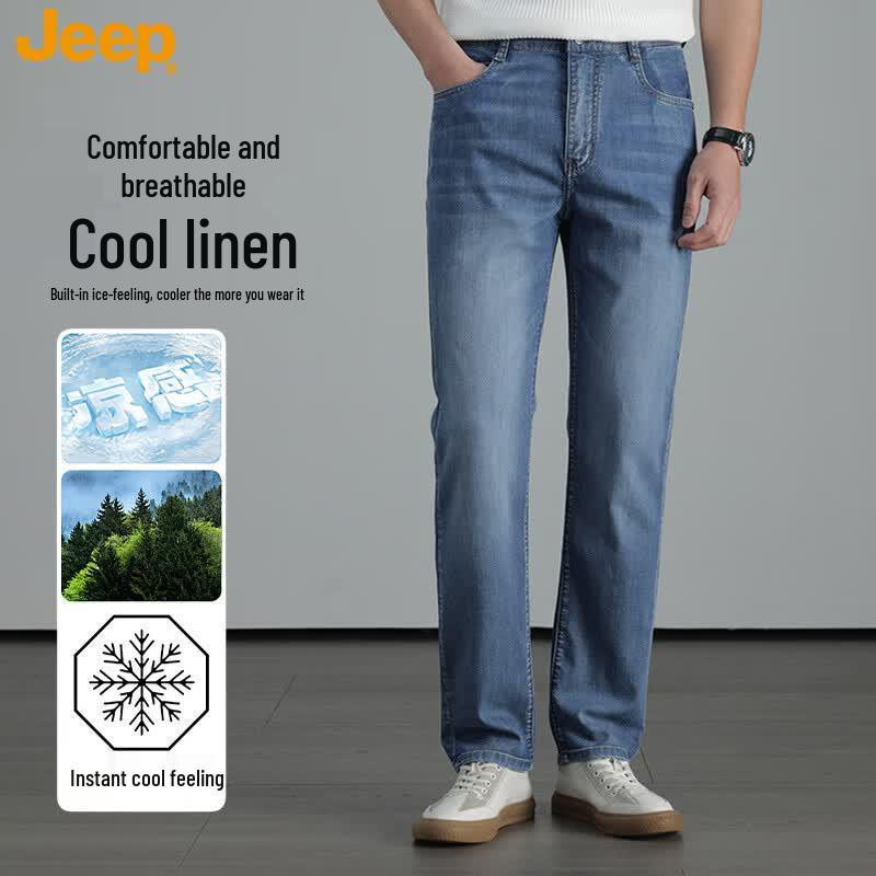 Jeep Men s Linen Blend Straight-Leg Jeans 40
