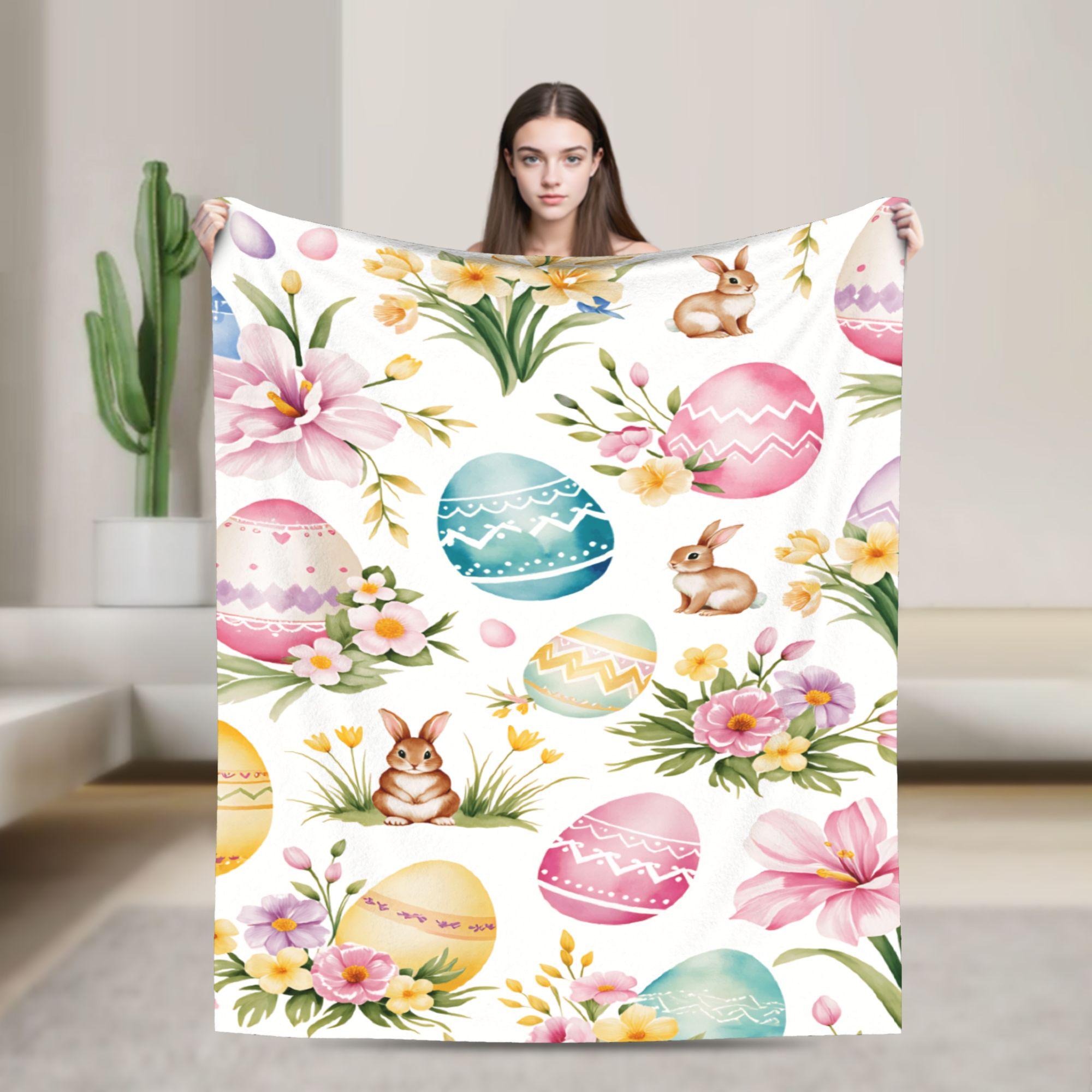 

Easter Egg Blanket Quality Warm Soft Throw Blanket Spring Kids Outdoor Novelty Bedspread 75x90cm