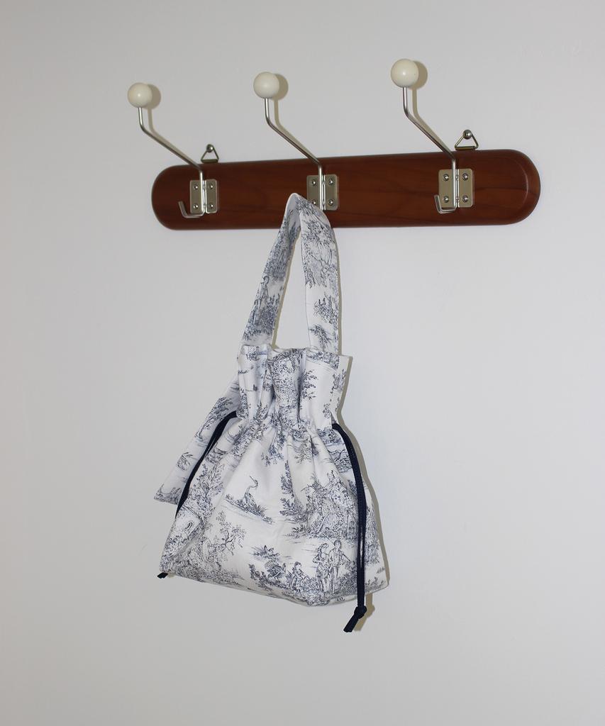 A By A Toile Masterpiece Linen Bucket Bag Black