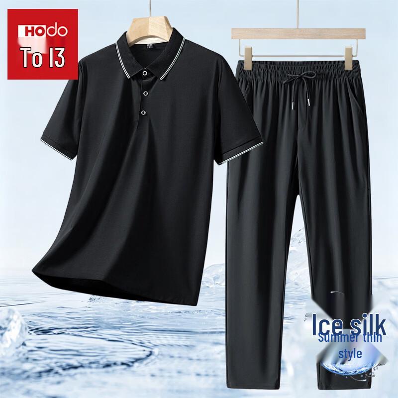 Hodo Men s Summer Business Casual Polo & Shorts Set L