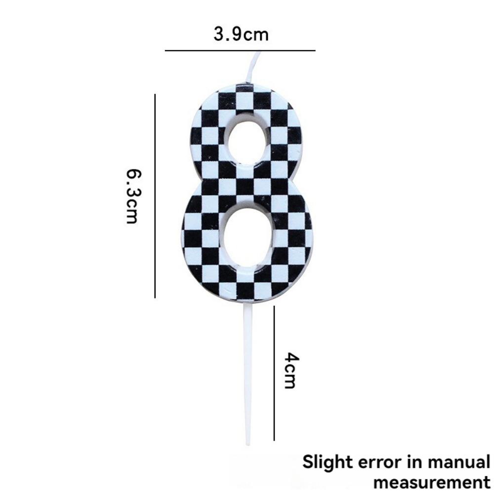 1/6/12/13 Pcs Racing Cars Themed Birthday Candles Black and White Race Number Checkered Candle Cake Topper for Racing Car Party