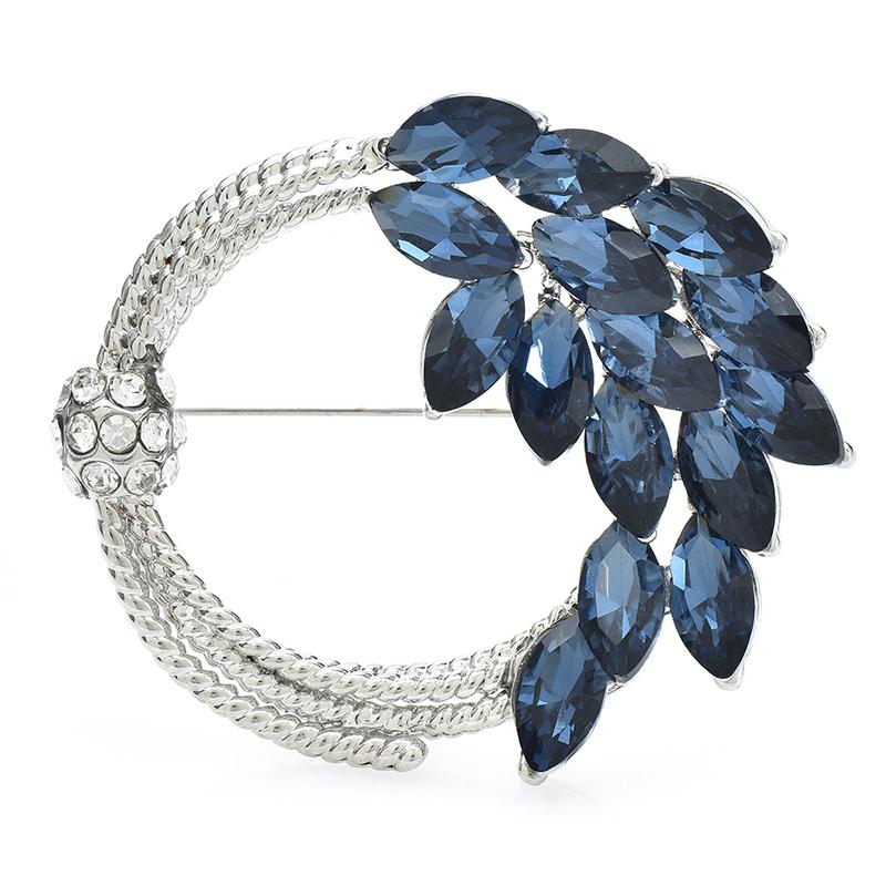 

Хрустальные круглые пшеничные броши для женщин, унисекс, двухцветные, красивые, с растениями, круглые броши-булавки, подарки синий