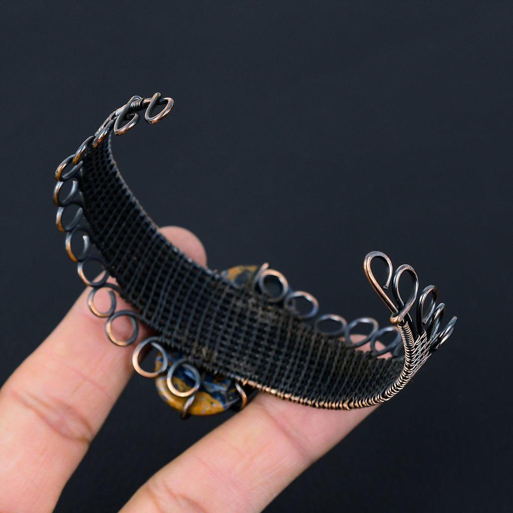 Unique Pietersite Gemstone Pure Copper Wire Wrapped Handmade Cuff/ Bangle Jewelry