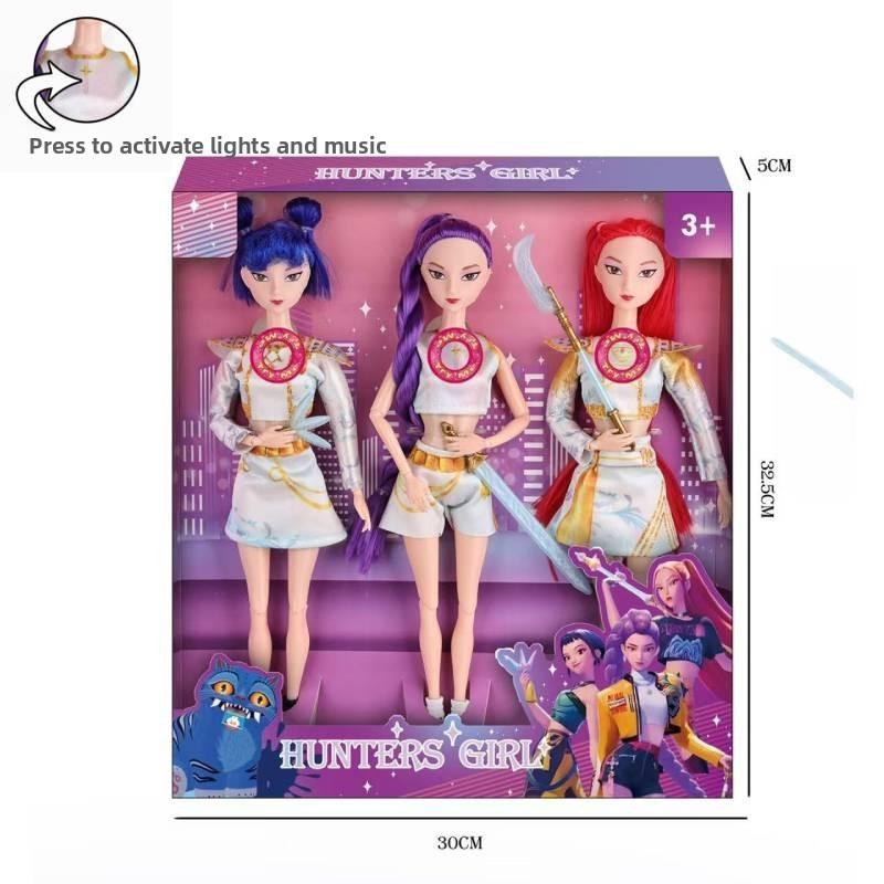 Kpop Demon Hunters Rumi Mira Zoey Articulated Doll With Led Lights And Music For Collectors