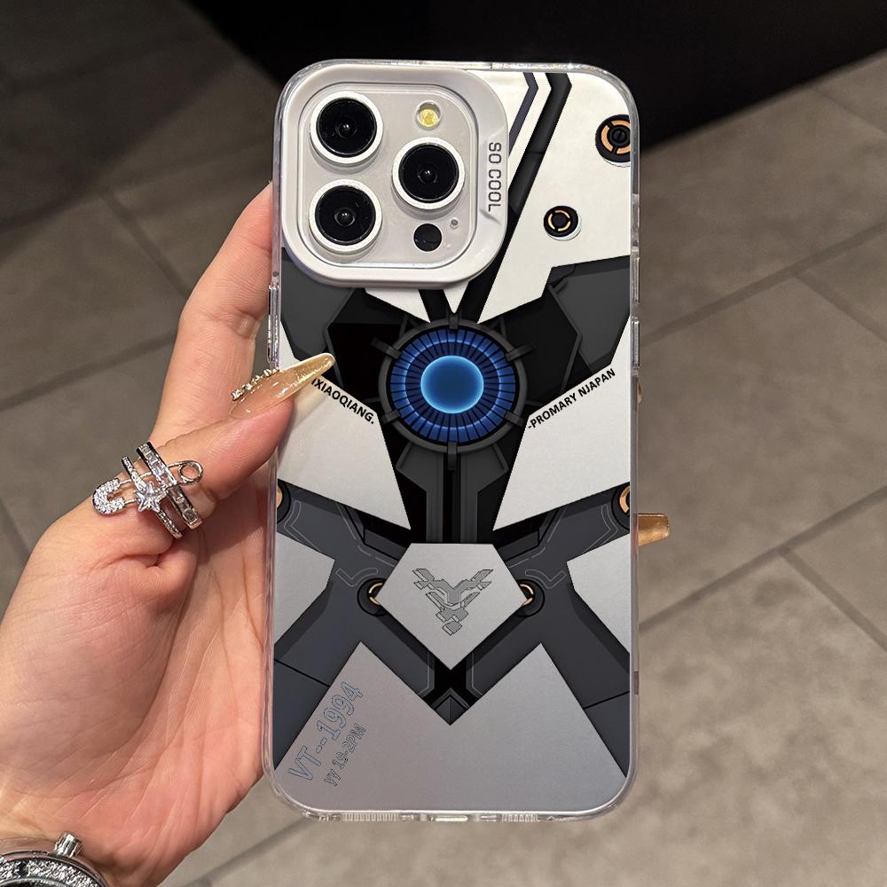

Cool Mecha Pattern Phone Case for Samsung Galaxy A56 A55 A54 A53 A52 A26 A17 A16 A12 A07 A06 4G 5G Silver Hard Cover Galaxy A17