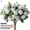 1Pc Heads Artificial Flower Silk Rose White Eucalyptus Leaves Peony Bouquet Fake Flower for Wedding Table Party Vase Home Decor