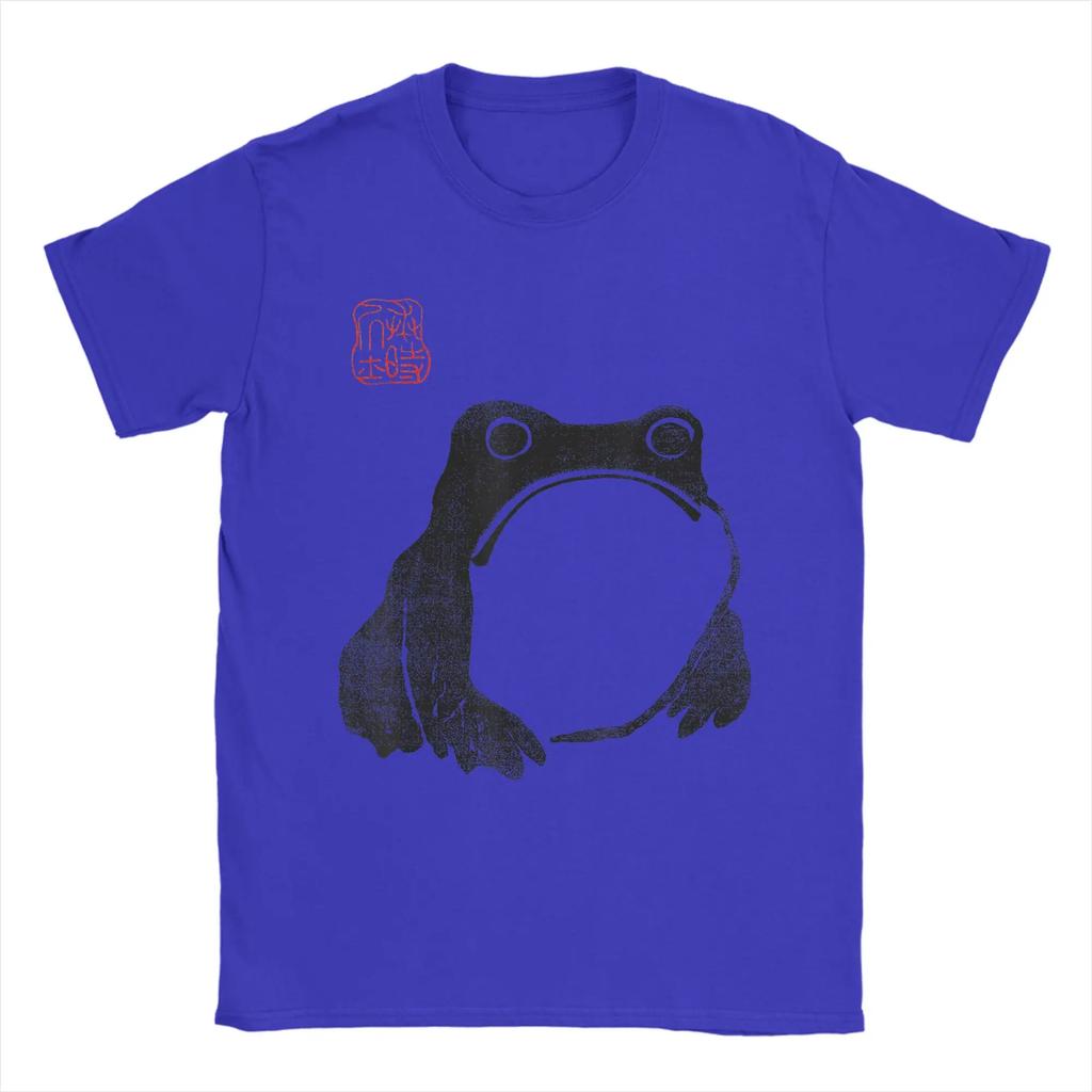 Japanese Grumpy Frog Toad Unimpressed Animal Funny Chubby T-Shirts 100% Cotton Tee Shirt for Men's Y2K Short Sleeve Clothing